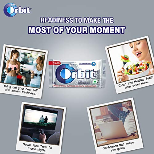 Image of Orbit Sweetmint Flavoured Sugar Free Chewing Gum, 4.4g (Pack of 96)