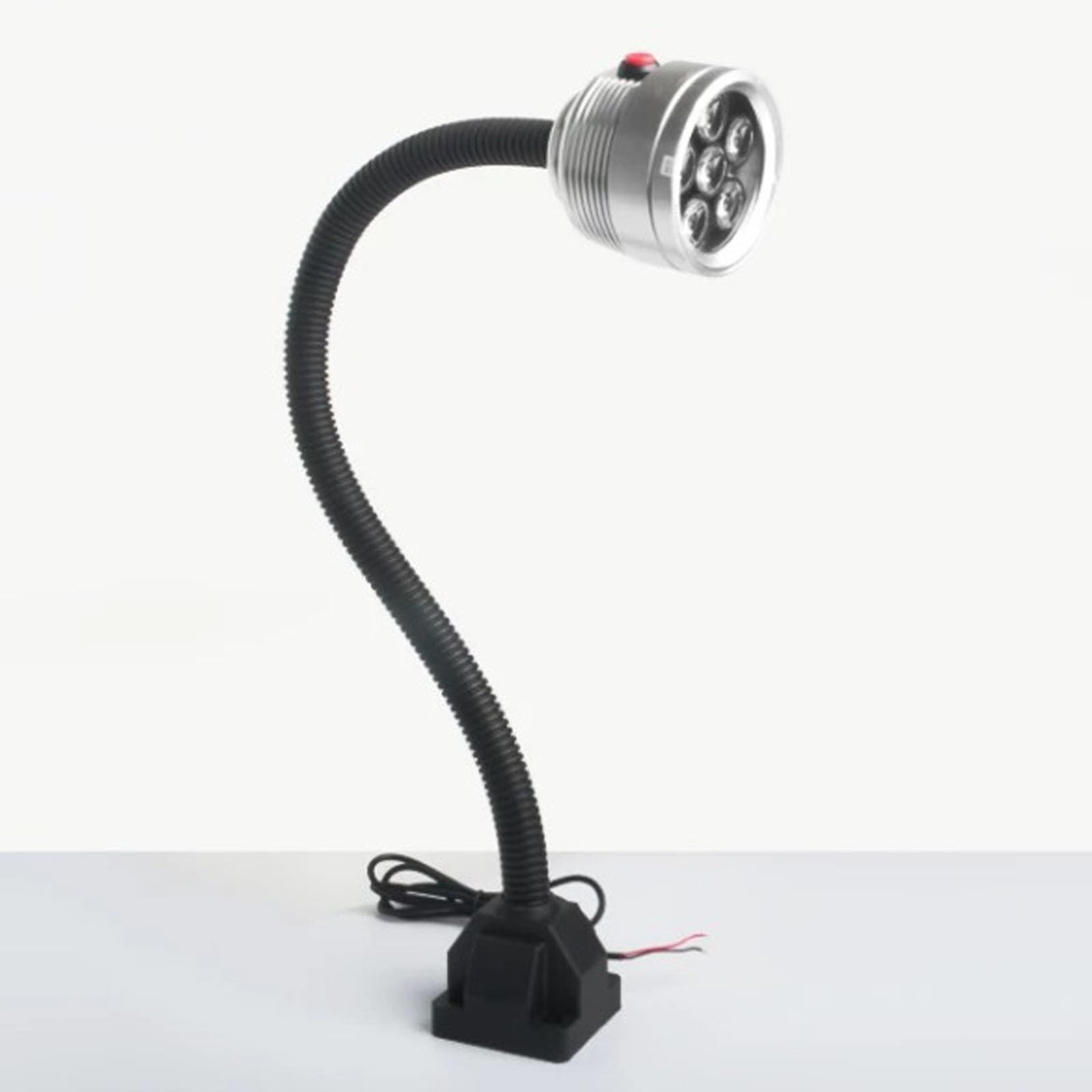 Elastyczna Lampa z Giętką Szyjką, Regulowana w Zakresie 360°, Wodoodporna Lampa Robocza LED o Stopniu Ochrony IP68, do Tokarek i Frezarek(3W Aluminum Cap Base)