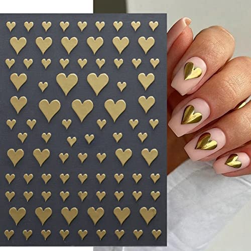 10 Sheets Metallic Nail Art Stickers Decal,3D Gold Nail Stickers Self-Adhesive Nail Decals Glitter Stars Moon Love Heart Gold Silver Nail Design Sticker Nail Art Decorations Women Diy Nail Accessories #TOP3