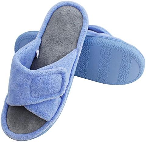 MagtoeAdjustable Open Toe House Slippers for Women Memory Foam Indoor Slip on Slides Sandals Lady Home Shoes for Air Conditioning Room,Spa,Bedroom,All Seasons