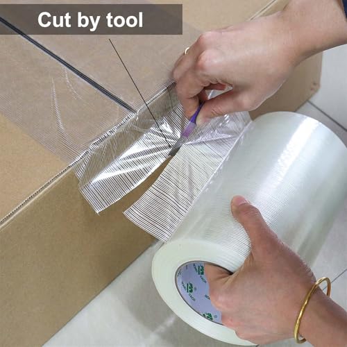 Image of BOMEI PACK Wide Heavy Duty Fiberglass Filament Reinforced Packing Tape 8inch, 60yds x 5.5mil