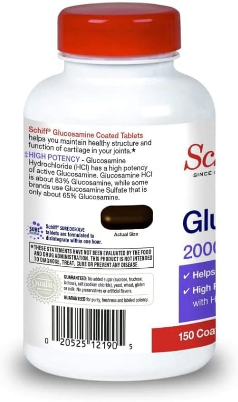 Miniatura 3 de Glucosamina 2000 mg (por porción) + ácido hialurónico, tabletas Schiff (150 unidades en una botella), HA, suplemento para el cuidado de las