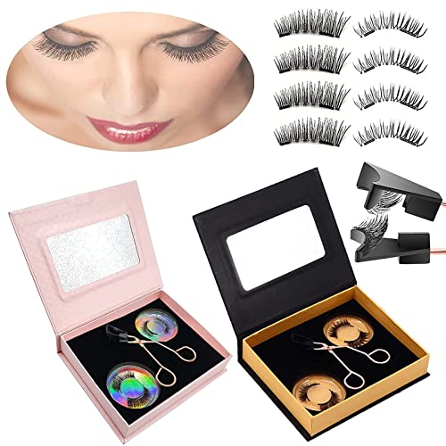 2Sets Magnetic Eyelashes without Eyeliner, Reusable Magnetic Eyelash
