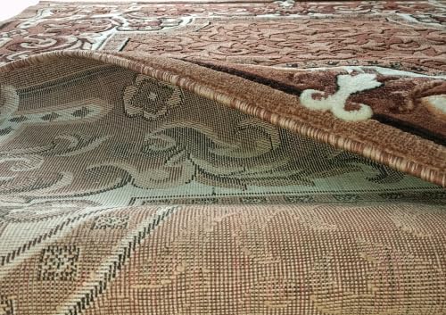 Image of SABIRA Carpet (Size-150x200 Cm / 60x78 in) Modern Floral Area Rug Large Carpet for Living Room, Bedroom & Dining Room, Washable, Non-Slip (Color-Gold)