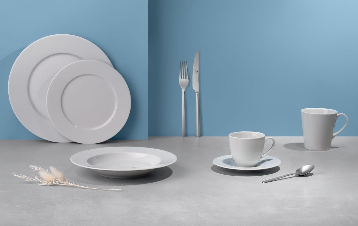 Gerlach 1760 Coffee Cup Set - Cappuccino Cups Coffee Service with Saucers - for 6 People - Porcelain - Modern New - White 185 ml