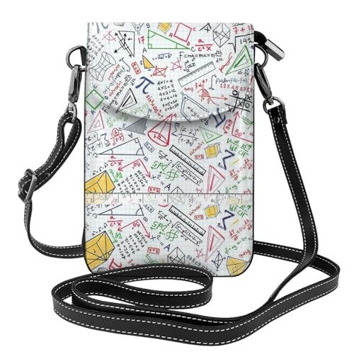 Pochette téléphone portable femmes en cuir PU motif maths