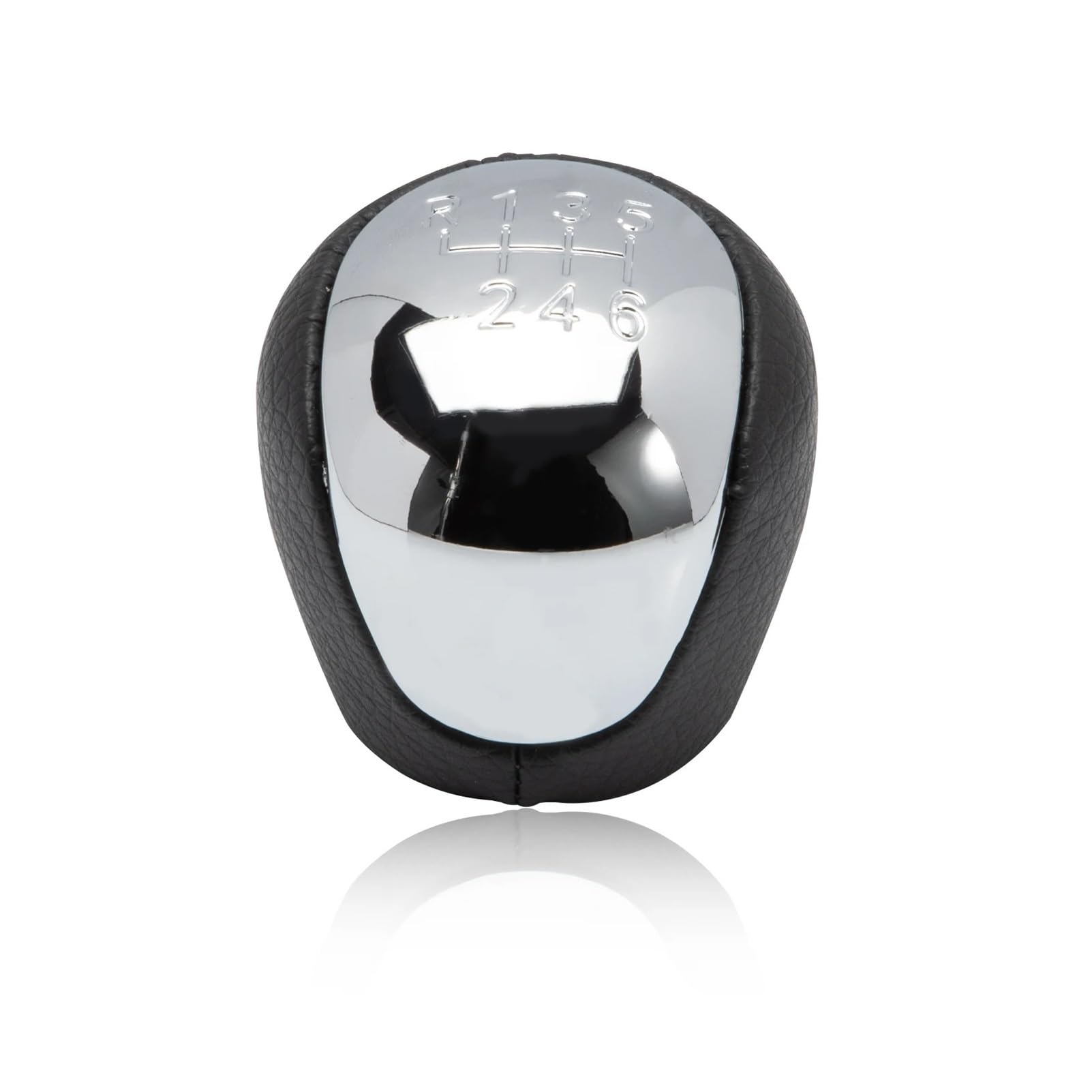 BWSDMZJQRT Car Gear Shifter Knob for Hyundai for I30 for Ix35 Chrome 6-Speed Shift Knob 10mm Threaded with PU Leather