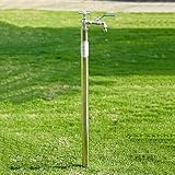 Generisch Vertikale Gartenbrunnen-Wassersäule aus Edelstahl 304, freistehender Brunnenhahn für Garten, Rasen und Landwirtschaft – 80 cm (31,5 Zoll) hohes silbernes Gartenbrunnen-Element