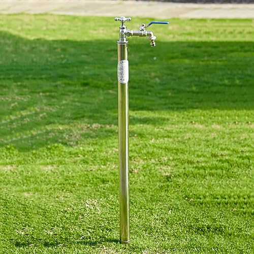 Generisch Vertikale Gartenbrunnen-Wassersäule aus Edelstahl 304, freistehender Brunnenhahn für Garten, Rasen und Landwirtschaft – 80 cm (31,5 Zoll) hohes silbernes Gartenbrunnen-Element