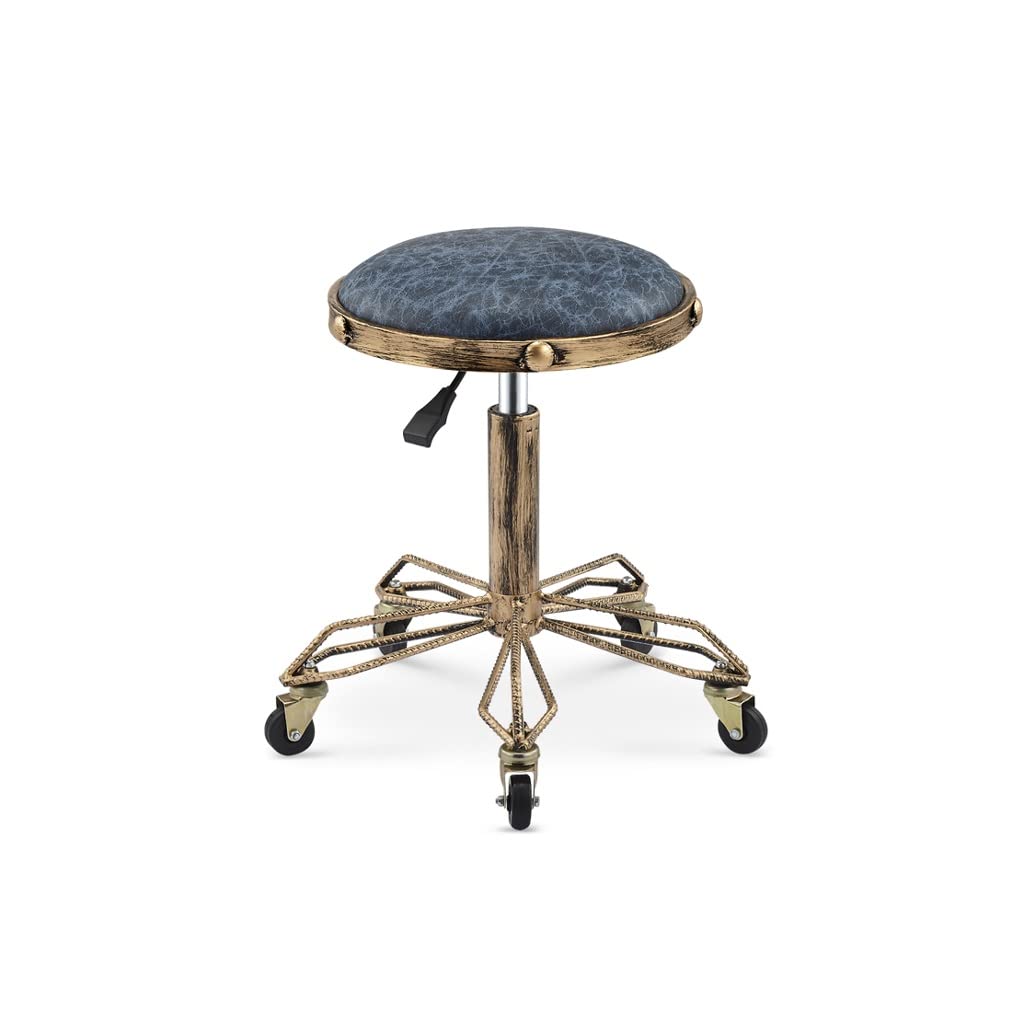 Tabouret de coiffure rotatif bleu réglable en hauteur pour salon de beauté