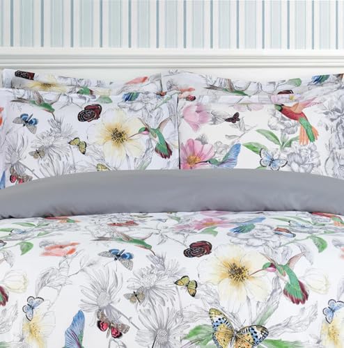 Majestic Giftware Madison Linen 4 Pcs Twin Size Bedding Set (BL504-T-4pcs) Birdsong Paradise 300 TC Cotton Sateen Durable & Washable | 1 Fitted Sheet, 1 Duvet, 2 Pillowcases - Ritz Collection
