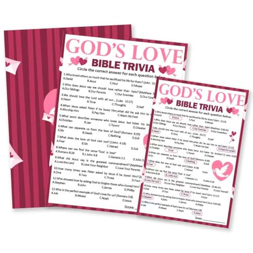teloivrevlis Christmas Bible Trivia Games - God's Love - Set of 20 Game Cards with 1 Answer Key, Christian Game Church, School Activity Games for Adults- A01