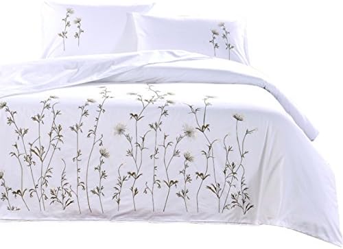 Amazon 欧式 無地 ホワイト 花柄刺繍 布団カバー 枕カバー 3点セット Cnglory 寝具カバーセット 通販