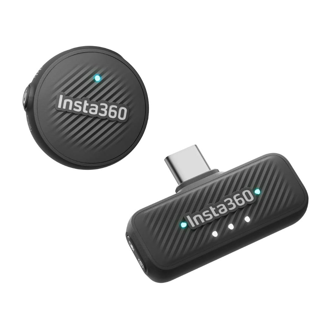 Insta360 Air-Mikrofon, Sender + Empfänger, kompakt, hochwertiges Audio, Rauschunterdrückung, entwickelt für Ace Pro 2, Flow 2 Pro, Flow Pro, Flow, X5