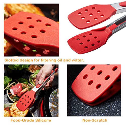 9 Inch Kitchen Tongs, Cooking Tongs with Silicone Tips and Stainless Steel Handle - Image 2