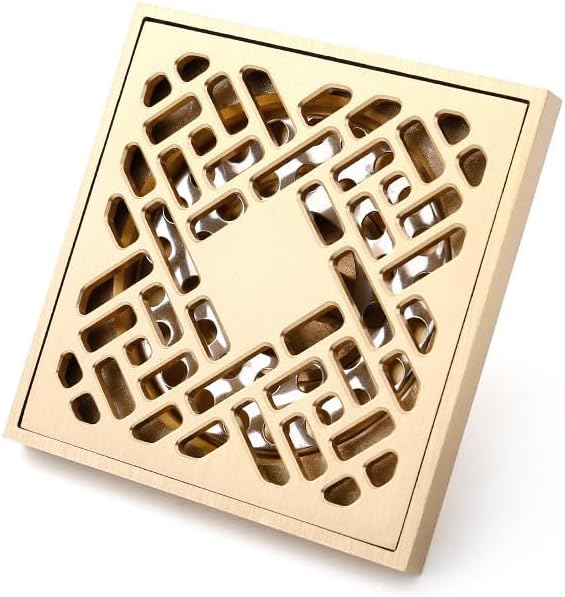 銅製床排水 浴室排水 大型排水口 床排水 10x10cm 浴室排水アクセサリー(C)