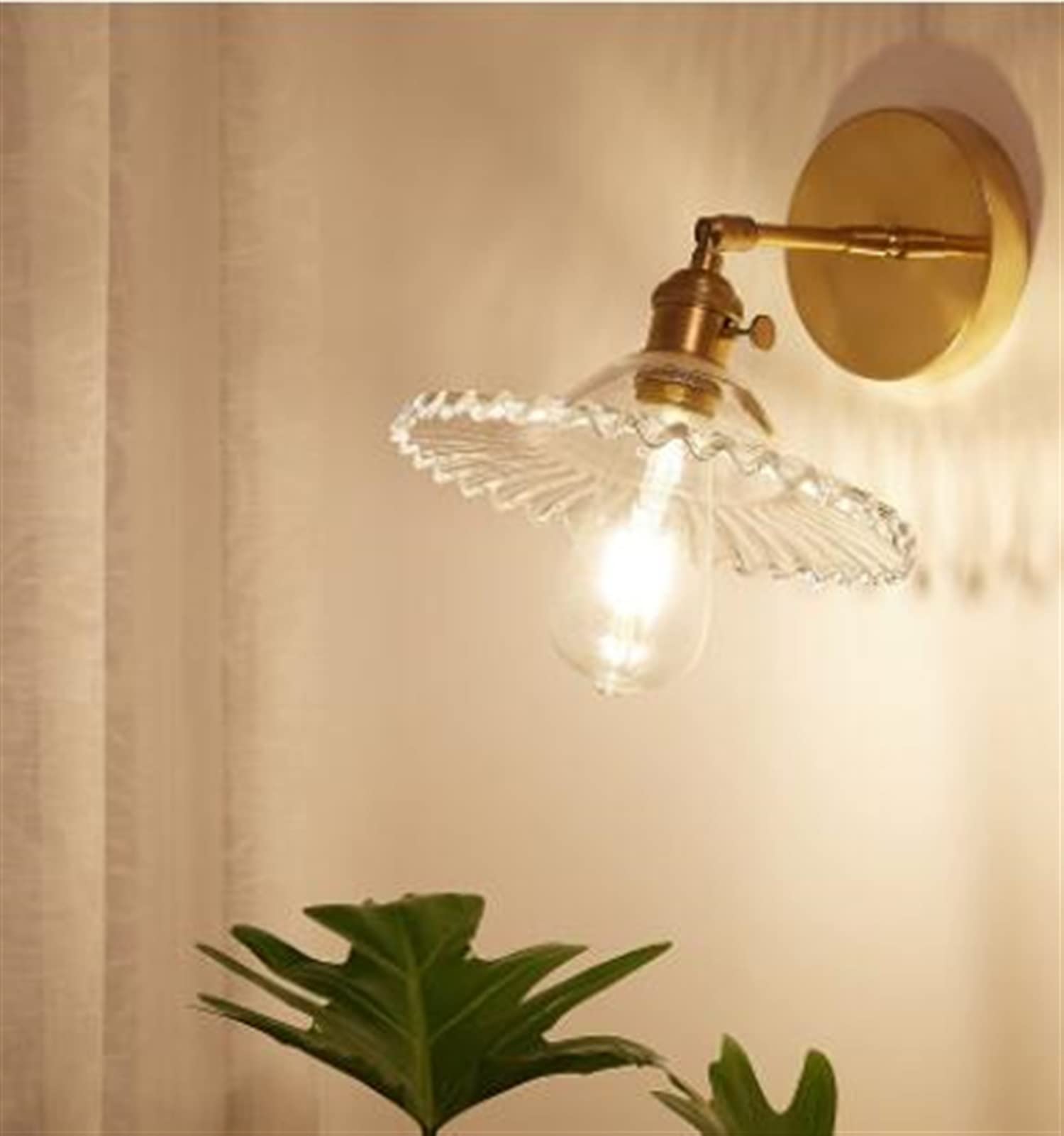 VDOQTLJT Glass Wall Lamp Modern Transparent Sconce Lighting - Copper Light Clear Lampshade LED Chandelier(B)