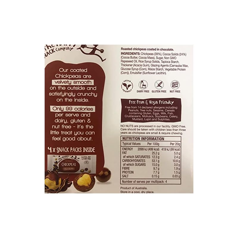 The Happy Snack Company Roasted Chickpeas, Healthy Snacks, High Protein, Gluten Free Tasty Snacks, Vegan, 96 Calories, 25g Portion, Pack of 20 - Image 9