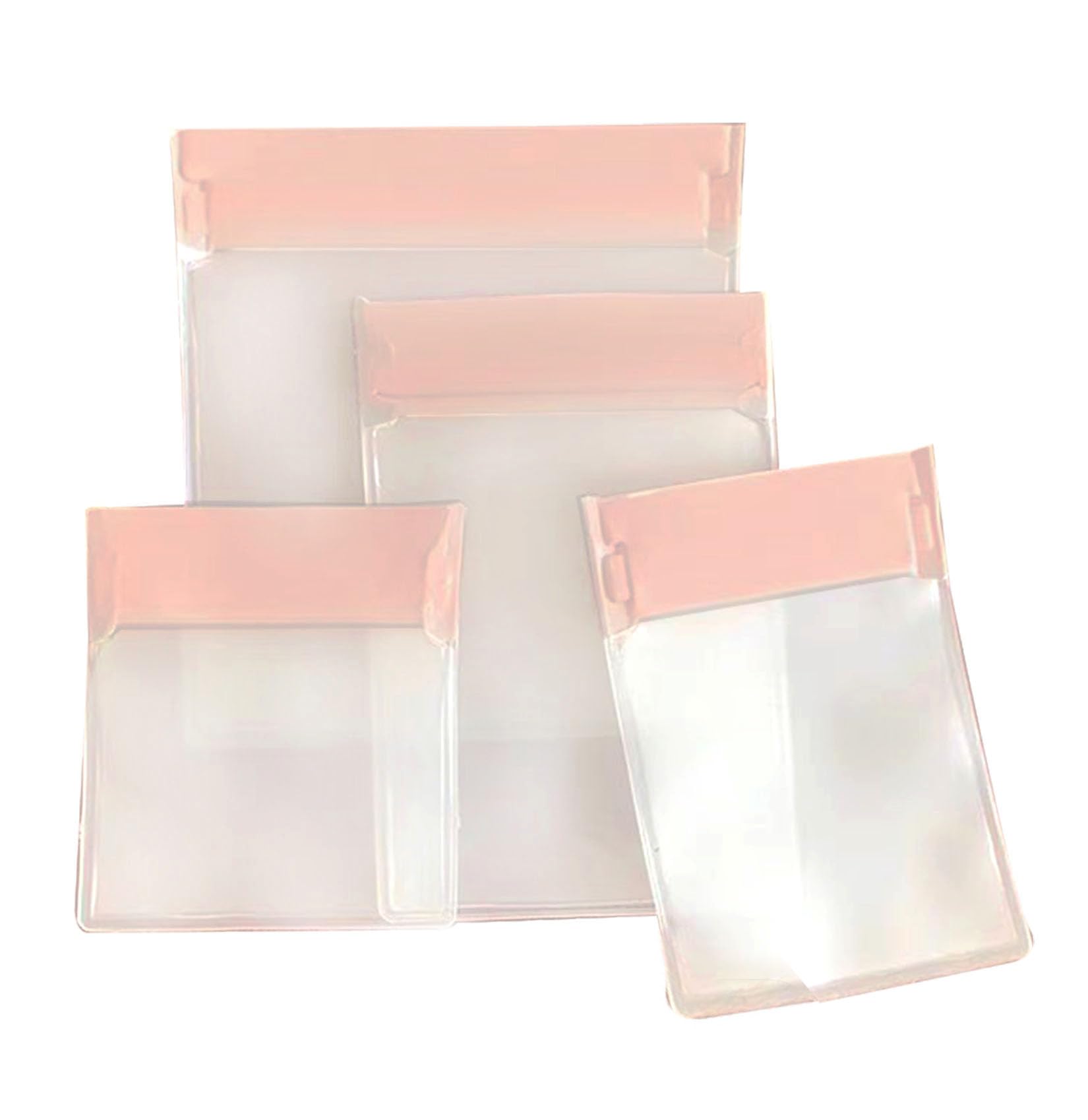 CRIZAN 4Pcs Pink Jewelry Storage Pouches PVC Earrings Rings Bracelets Necklaces Storage Bags Clear Zipper Bags Anti Oxidizing for Storage Jewelry Packing Bags 4 Size