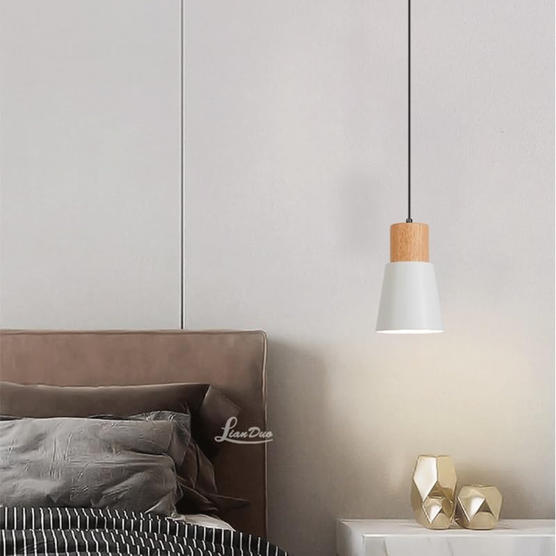 Lámpara colgante blanca moderna ajustable con base E27 para dormitorio 4