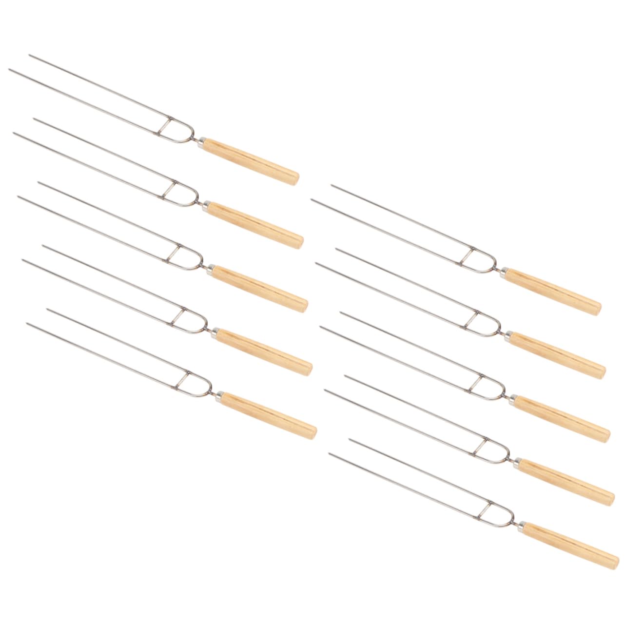 Gogogmee 10-pack U-shaped Bbq Needle Sticks Stainless Steel Roasting Skewers Wooden Handle Easy-clean Barbecue Tools for Chicken Beef and Kebabs