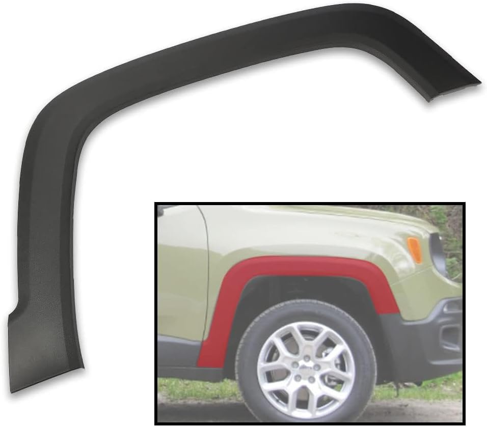 PIT66 Front Right Fender Flare Compatible With 2015 2016 2017 2018 2019 2020 2021 Jeep Renegade 5XB67LXHAA, CH1790104 Fender Trim Molding Moulding Black Textured