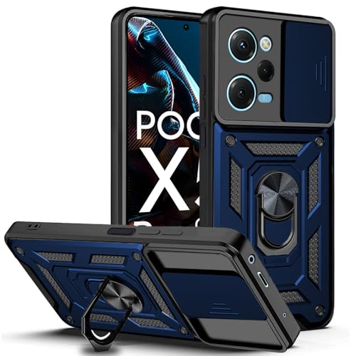 Image of AESTMO Tough Armor Poco X5 Pro 5G / Redmi Note 12 pro 5G Bumper Back Case Cover | Sliding Camera Shield Cover | 360 Degree Protection Back Case Cover for Poco X5 Pro 5G / Redmi Note 12 pro 5G (Blue)