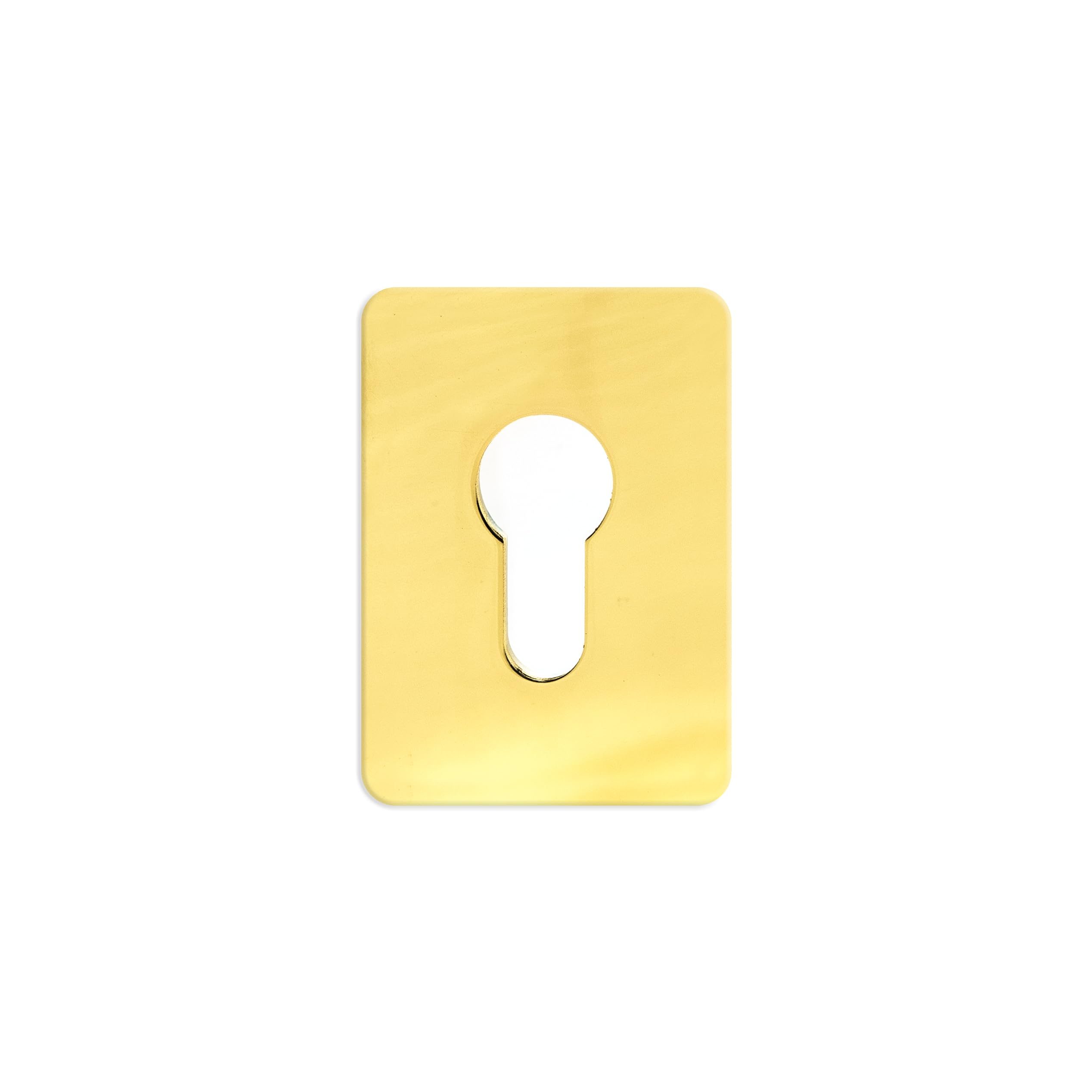 Tss Polished Brass Euro Cylinder Stick On Repair Escutcheon, 65Mm X 47Mm. Self Adhesive Euro Profile Key Covers, Keyhole Cover For Euro Cylinder, Self Adhesive Door Plate