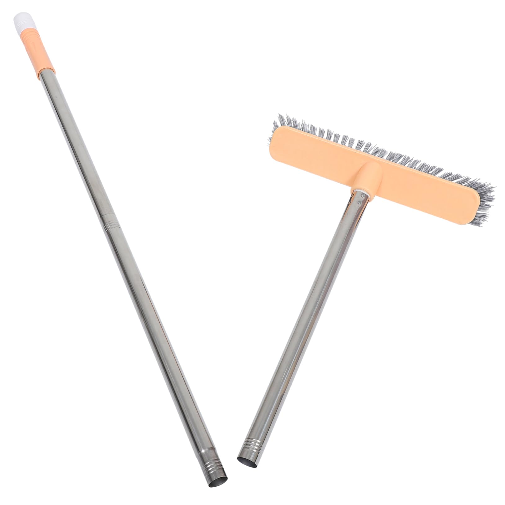 MOLUCKFU 1pc Home Broom Orange Bristle Brush Cleaning Floor Brush Stiff Bristles Broom