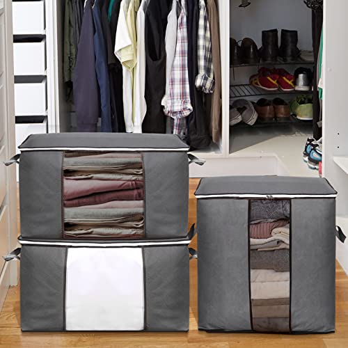 Grande custodia pieghevole per abiti (5 pezzi), chiusura lampo durevole e manico rinforzato, in tessuto non tessuto per vestiti, biancheria da letto, trapunte, cuscino - Image 8