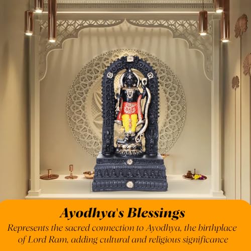 Image of Big Size Polyresin 3D Ram Lalla Ayodhya's Shree Ram Statue /Home Decor /Decorative Items Ramlalla Temple Idol for Pooja Shree ramlalla ayodha murti Showpiece Big Size (15 inches)