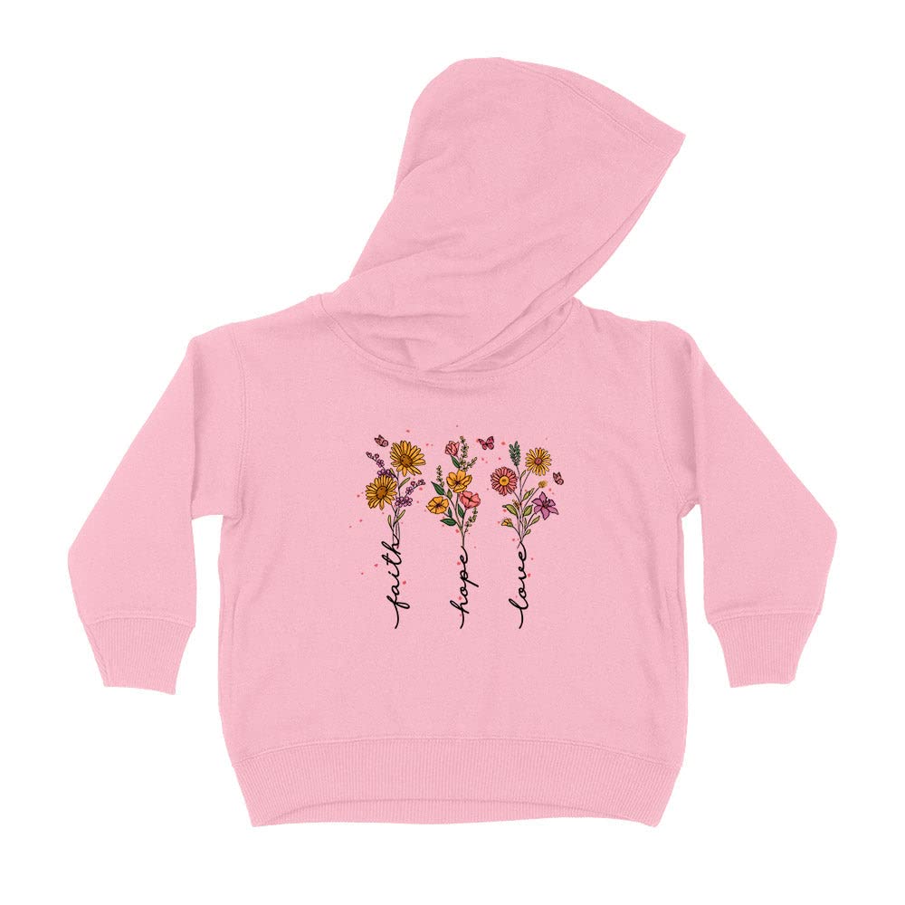 Christian Faith Hope Love Kids Hoodie Sweatshirt Toddler 2T Light Pink