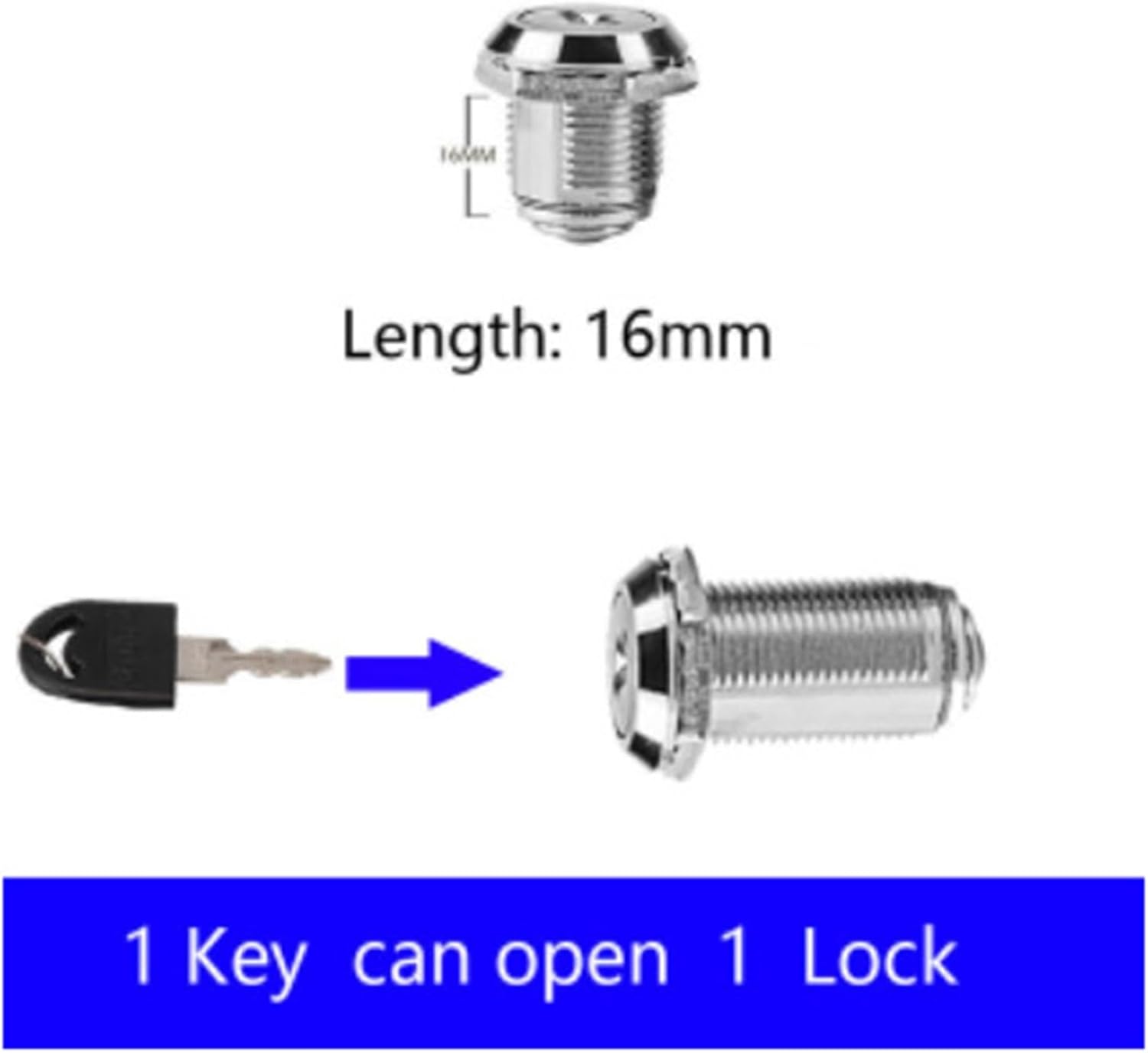10/16/20/25/30/40mm Drawer Locks With 2 Keys Lock Furniture Hardware Door Cabinet Lock For Office Desk Letter Box Cam Locks 1Pcs(16mm Single Open)