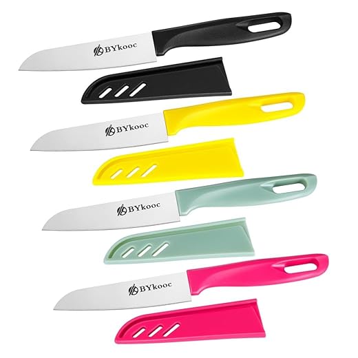 8 pieces Paring Knives (4PCS Peeling Knives and 4PCS Knife Sheath), Ultra Sharp Vegetable and Fruit Knife,German Steel Small Kitchen Knife with PP Plastic Ergonomic Handle