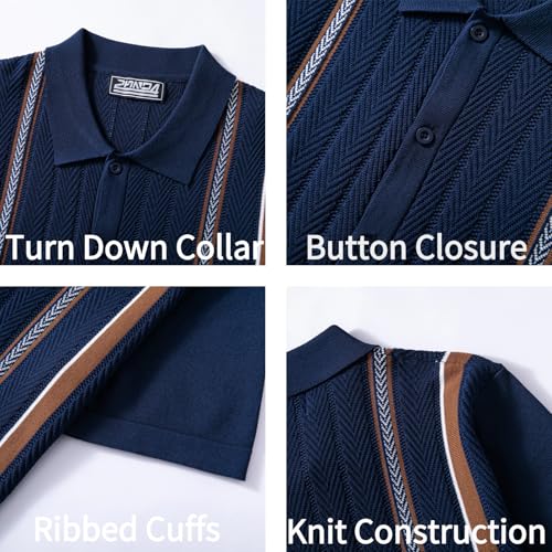 Camisa de tejido a rayas para hombre, manga corta, con botones, estilo casual miniatura 5