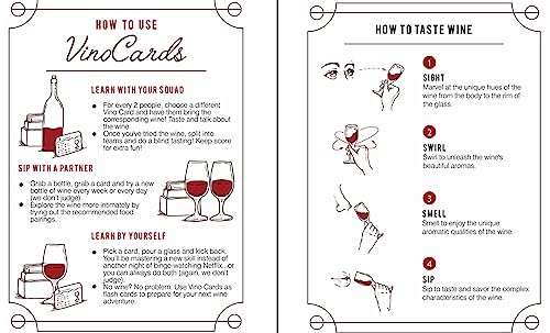 Vino Cards: Wine Tasting Game Complete Beginners Guide Wine Course With Flashcards To Learn About Wine Pairings And Host An Amazing Wine Tasting Party Perfect Wine Gift Or For Wine Party Supplies #TOP2