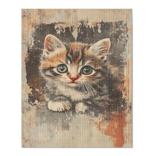 Six Different Colored Kittens on Old Wood Grain