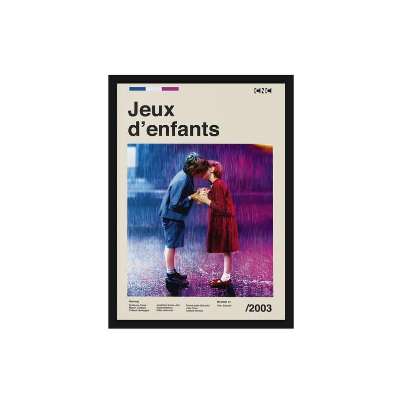Image of BLINKART Jexux D'Enfants Love Movie Poster Frame 8x12 Inch | Premium 300 GSM Paper Wall Print | Mid Century Vintage Film Artwork for Home, Bedroom, Living Room, Office | Framed Photo Decor