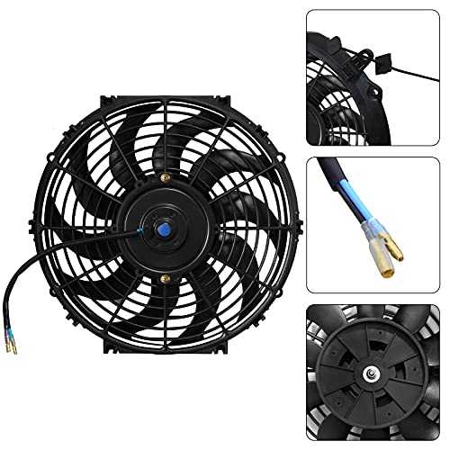 MuHize 12" Automotive Electric Cooling Fan, High Performance, Push/Pull, 12V 80W with Mount Kit, Fits Radiator by MuHize - Image 2