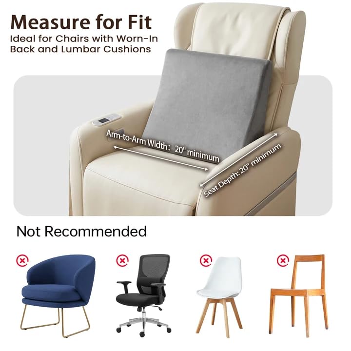 Image of Vekkia Lumbar Support Pillow for Recliner, Ergonomic Back Support for Couch - Improve Posture, Relieve Back Pain for Long Sitting & Elderly, for Armchair & Sofa, Removable Cover, Gray
