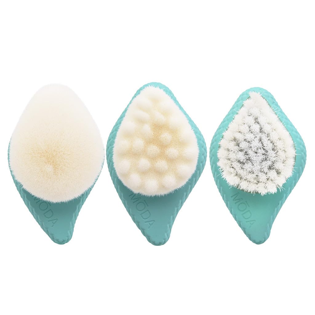 MODA Royal & Langnickel Full Size Spa Prep and Glow Kit, Includes, Exfoliation, Cleansing and Moisturizing Brushes, Mint
