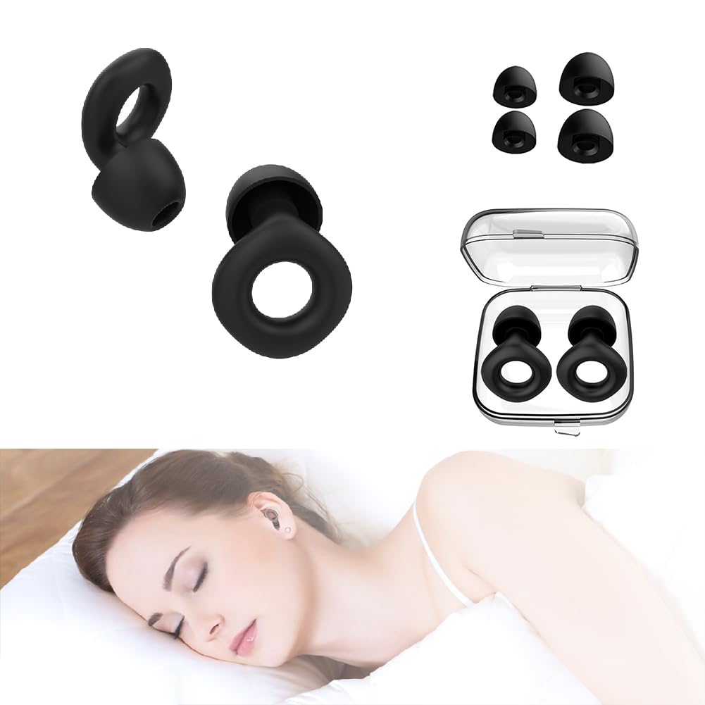 Jubobu Ear Plugs For Noise Reduction, Reusable Earplugs For Sleeping,Silicone Ear For Sleep,Noise Sensitivity & Flights,4 Silicone Sleeves With Storage Box