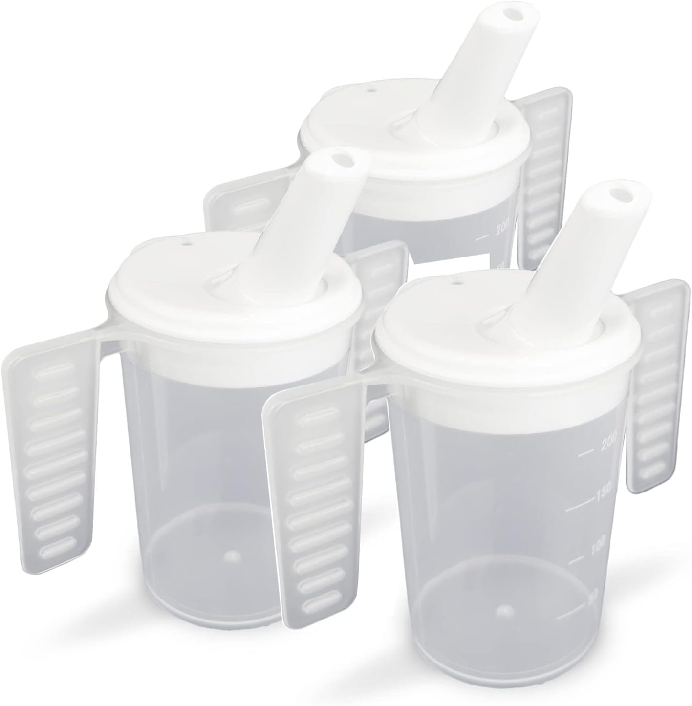 Wing Handled Beaker with Adjustable Drinking Lid - Pack of 3 | Adult Beakers for Elderly Dementia Cup Adult Drinking Cup for Elderly Two Handled Drinking Cup Small Adjustable Spouted Drinking Lid