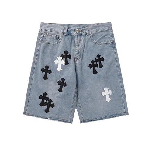 Men's Straight Jeans Loose Hip Hop Street Trend Fashion Style Collage Pattern Pants