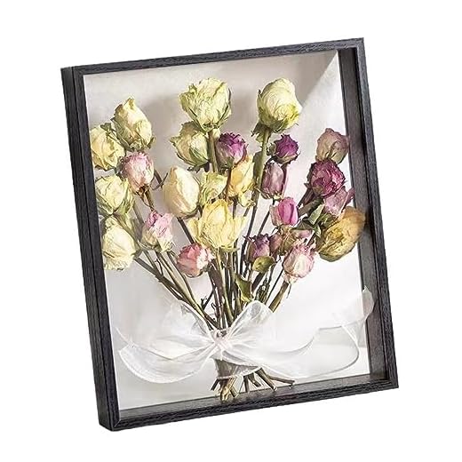 NatureManWooden Dried Flower Photo Frame Dried Flower Display Stand Decorative Floating Photo Frame ,Double Sided High-Definition Plexiglass,for Display Dried Flowers,specimen,Handicrafts (black-8x12")