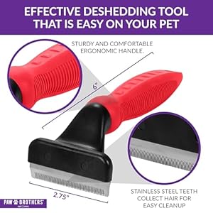 Paw Brothers Deshedding Tool, Deshedding Brush for Dogs and Cats, Professional Dog Grooming Brush for Shedding, Pet Hair Remover, Fur Removal Brush for Medium and Long Pet Hair, Medium