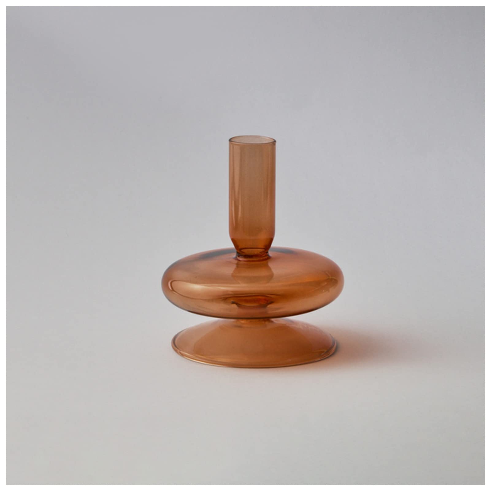 Candlestick Holders Brown Glass Candlestick Holders Taper Candle Holder for Candlestick Dinner Party and Wedding Centerpieces Table Decoration Tall Candlesticks (Size : Brown 1tier round)