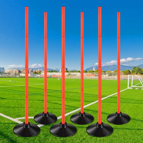 image for TOBWOLF 6PCS 5.3FT Adjustable Soccer Agility Poles with Rubber Bases, 