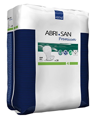 Abena Abri-San Premium Incontinence Pads, Moderate Absorbency, (Sizes 4 To 7) Size 4, 28 Count (Pack of 1)