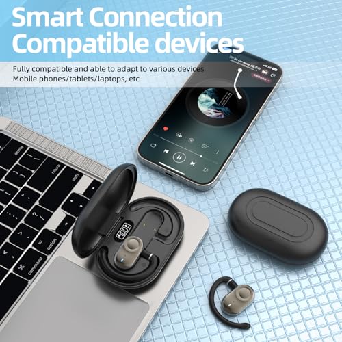 Image of Open Ear Headphones Wireless Bluetooth 5.4, OWS with Earhooks and Mic,Rotatable Control ，IPX6 Waterproof, 60H Range, Out of Ear Earbuds for Sports Running Workout Driving(Black)